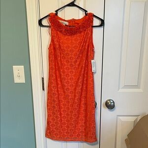 Vibrant Orange Patterned Mini Dress